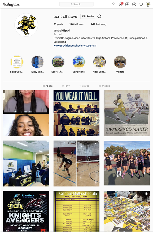 screenshot of instagram page